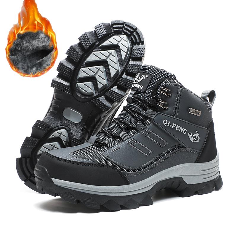 37-47 Модные теплые высокие бархатные хлопковые ботинки для альпинизма, походные ботинки для снегоступов 47 серый