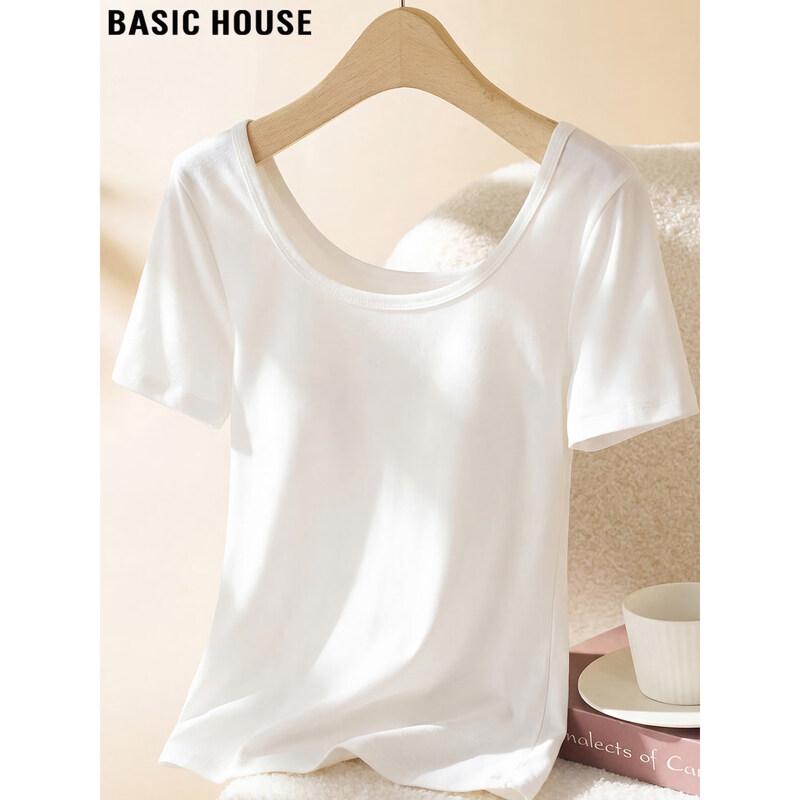 

Basic House Women s U-Neck Cotton Short Sleeve T-Shirt XL