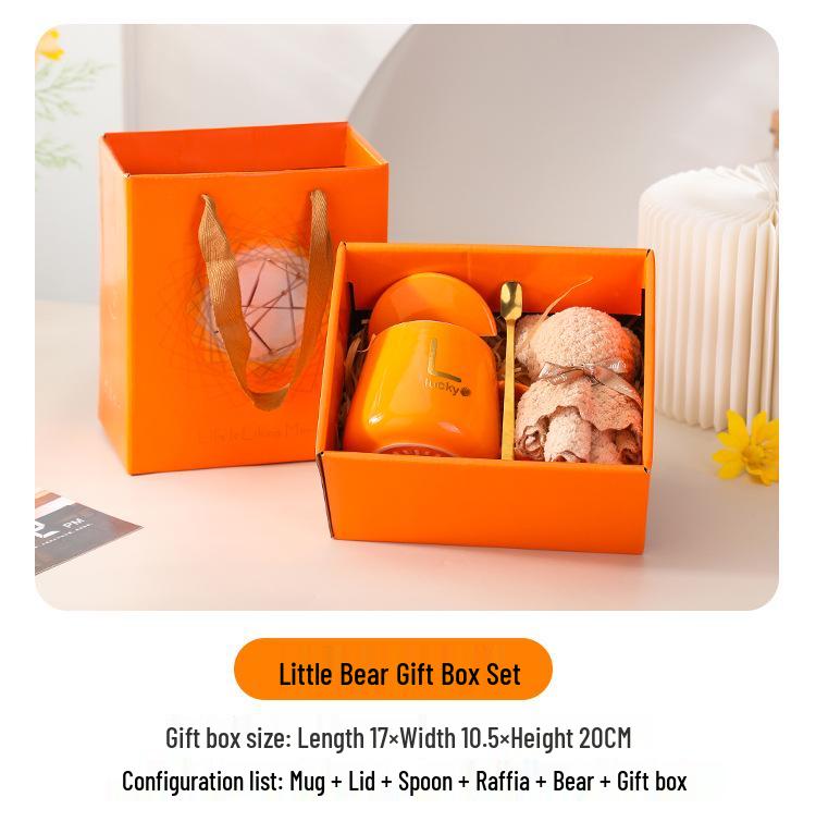 Keramiktassen- und Löffelset mit Deckel und Handtuch - Personalisierbare Geschenkbox