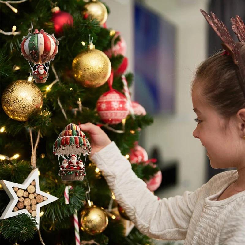 10PCS/SET 2D Christmas Tree Hanging Decoration Navidad Party Supplies 2025 New Year Present Festival Pendant Xmas Decoration