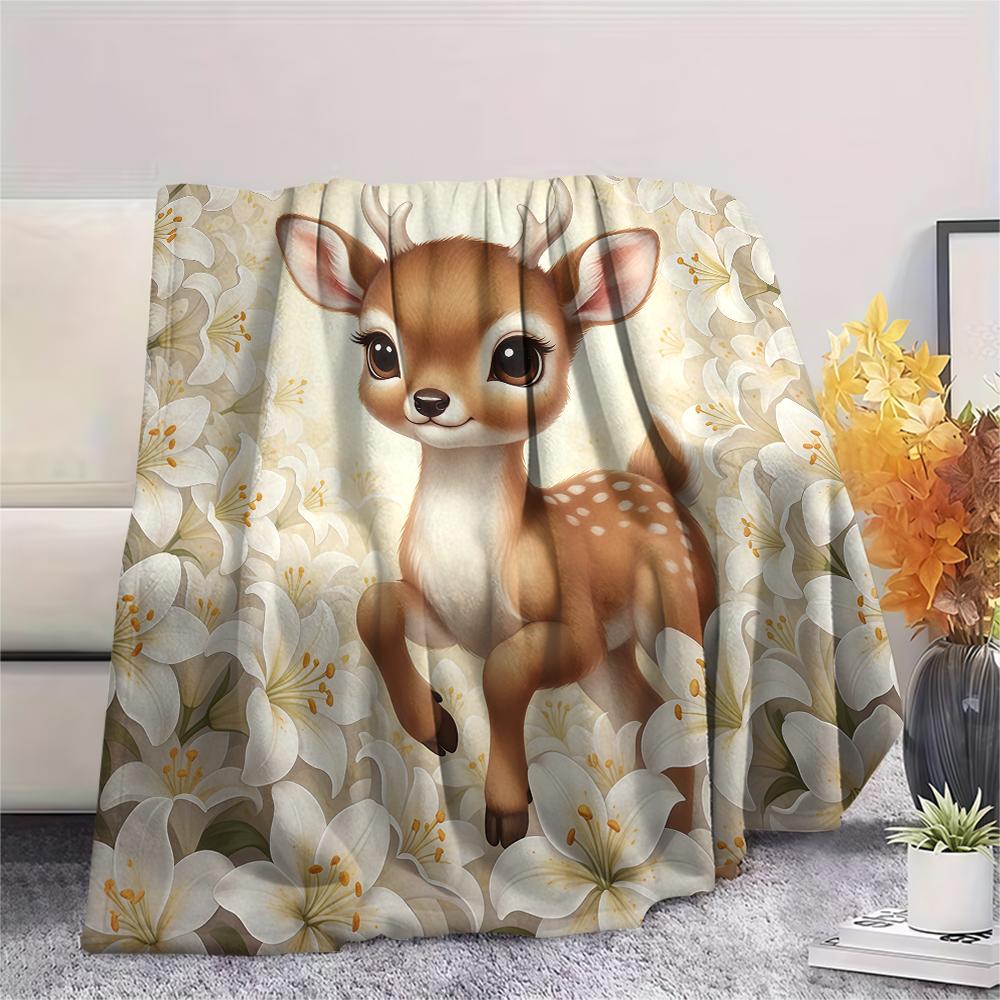 1 ks Flanelová deka s kresleným potiskem, Vysoce kvalitní, Pohodlná pro všechna roční období, Domácí dekorace, Teplo a pohodlí, Perfektní jako vánoční dárek k narozeninám
