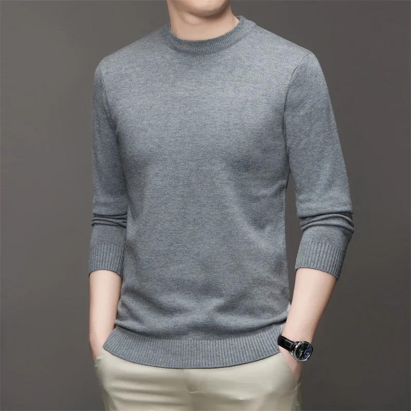 

7 Colour Men S Round Neck Long Sleeved Solid Color Sweater Soft Warm And Comfortable Top With A Base M темно серый