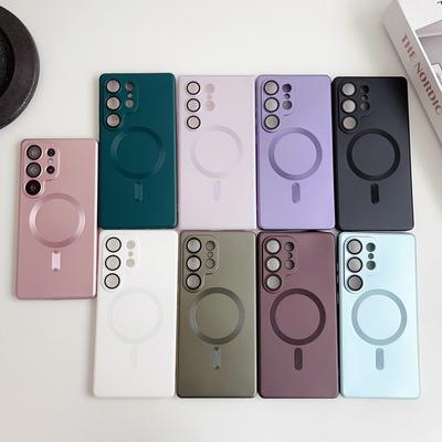 Carcasă magnetică subțire și rezistentă la șocuri, culoare solidă, mată, TPU, moale, pentru Samsung Galaxy S25 Ultra S24 S23 Plus S22 S21, pentru Magsafe, rezistentă la șocuri