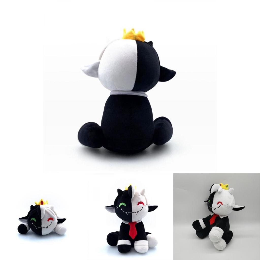 Adorável Novo Ranboo Sentado Fofo Brinquedo de Pelúcia Boneca Ovelha Sorridente Preta e Branca Para Crianças