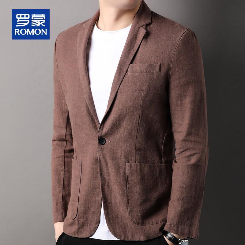 ROMON Men s Linen Blend Casual Suit Jacket L