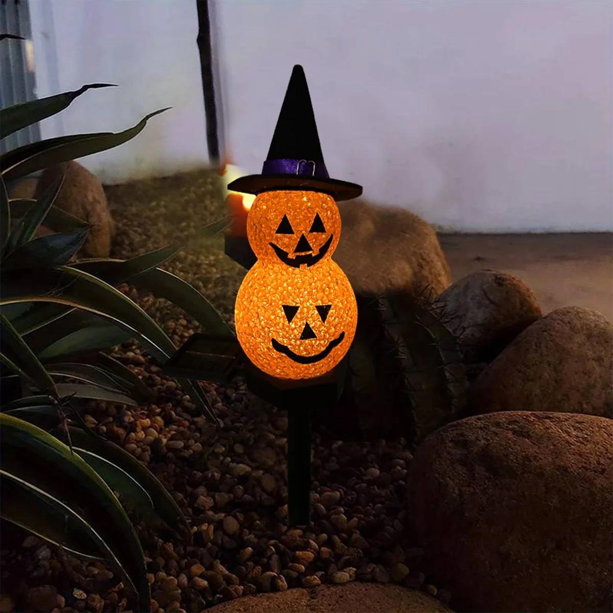 

1/2PC 3D Halloween Pumpkin And Ghost Solar Lights Easy Installation Portable Solar Powered Waterproof Landscape Lamp Garden lamp тыква