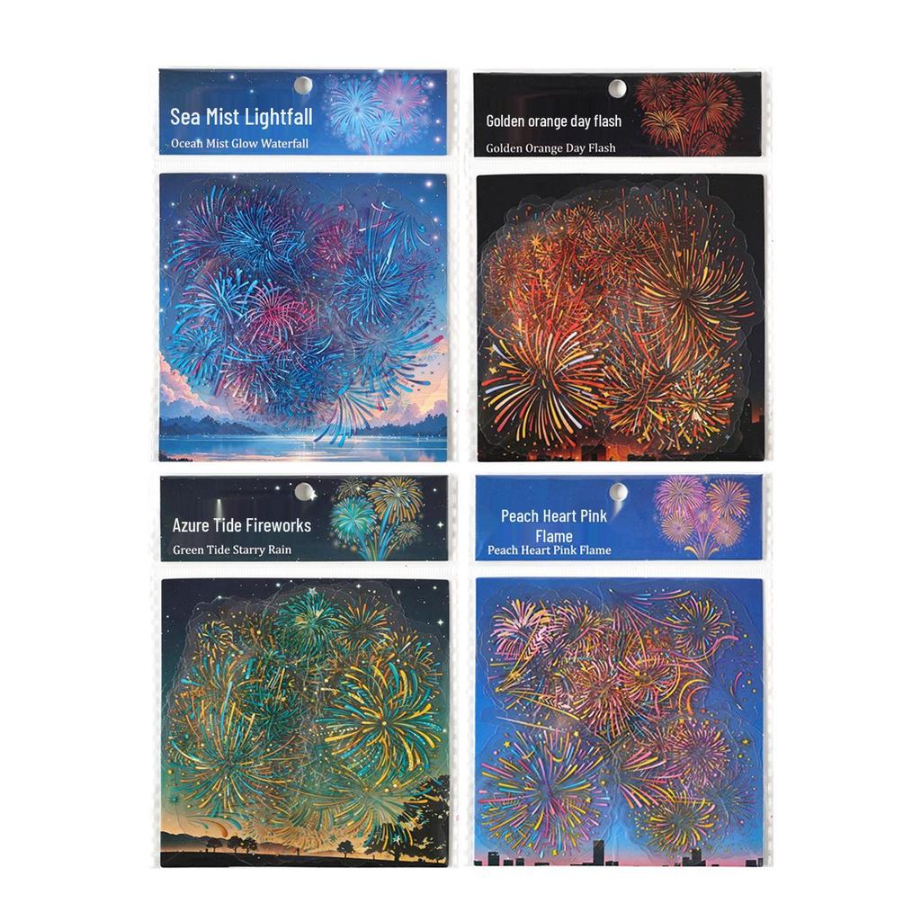 Fireworks Themed Sticker Pack: Dark Shadow Phantom Series – 15 Sheets for Journal Decoration