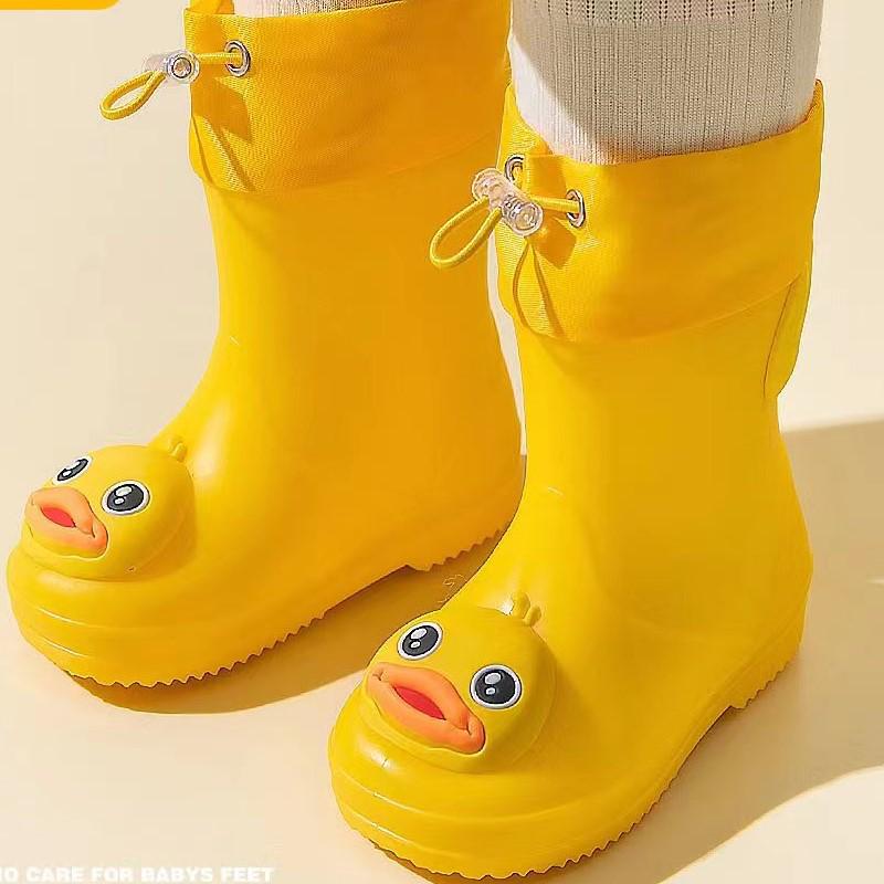 Cartoon Kids' Waterproof Non-slip Rain Boots with Drawstring