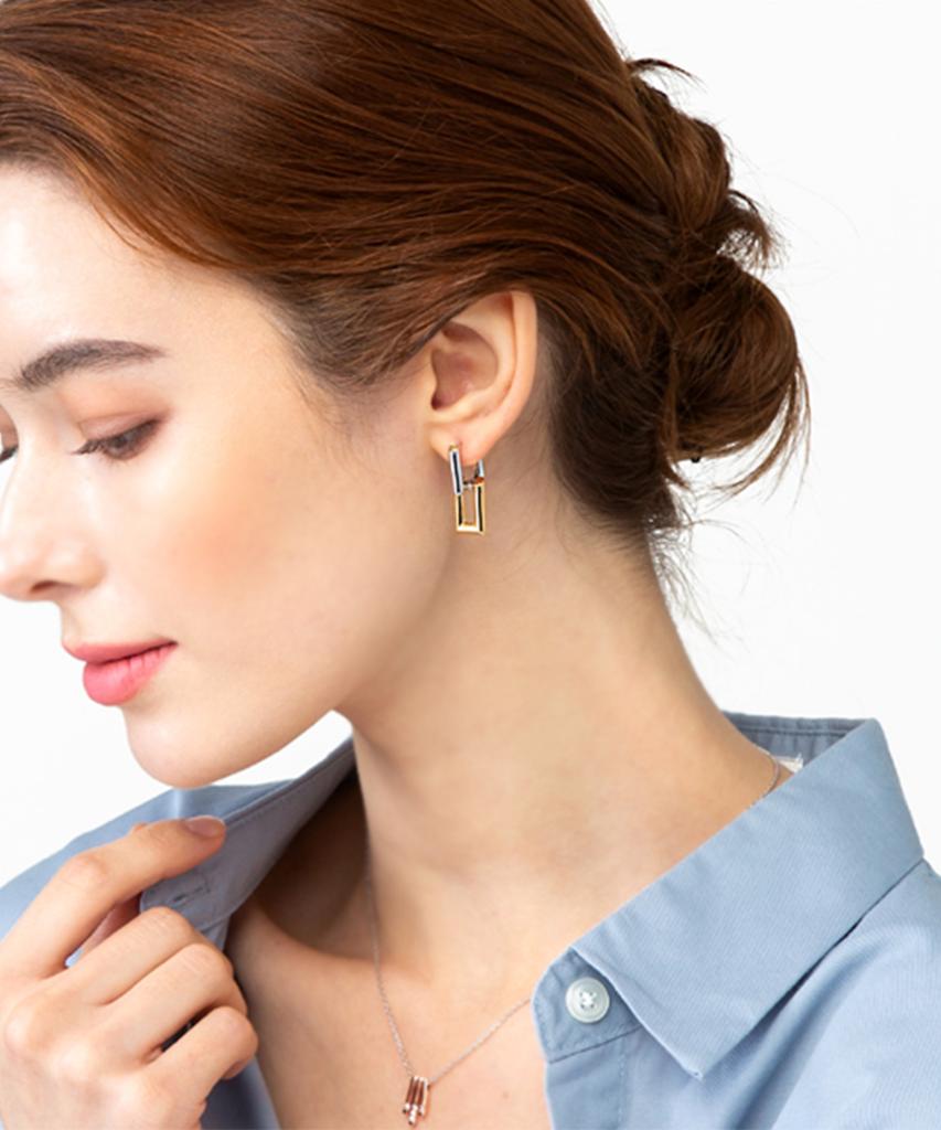 Ellejewelry 14K Gf Combination One-Touch Earrings Elgpee352