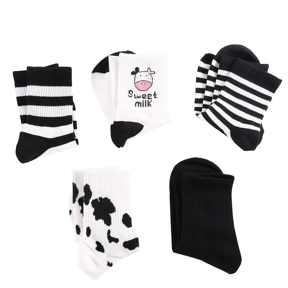 Fashion Women Black White Funny Autumn Cartoon Women Socks Cow Socks Cotton Hosiery Cow Print