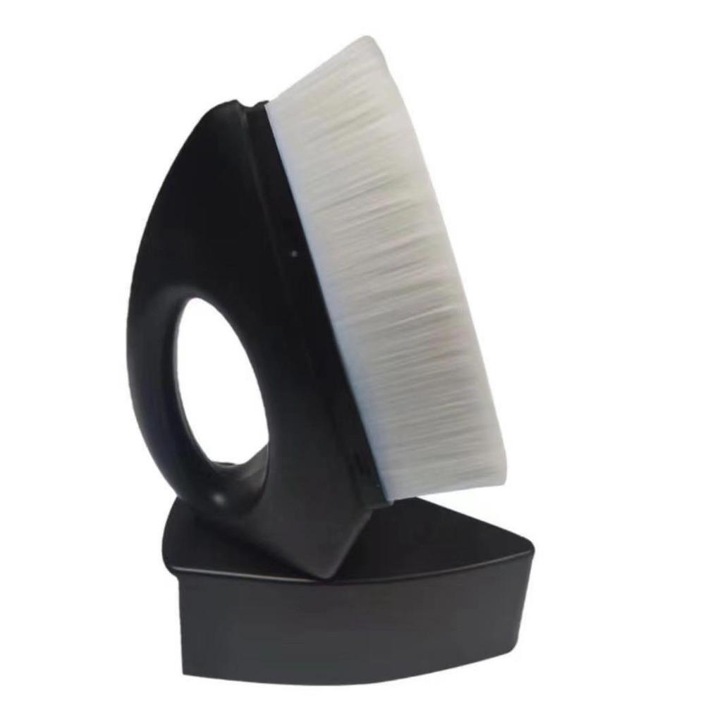 Compact Triangular Hair Brush and Small Iron Foundation Brush with Cover - Ideal for Makeup, Nail Dusting, and Car Cleaning.