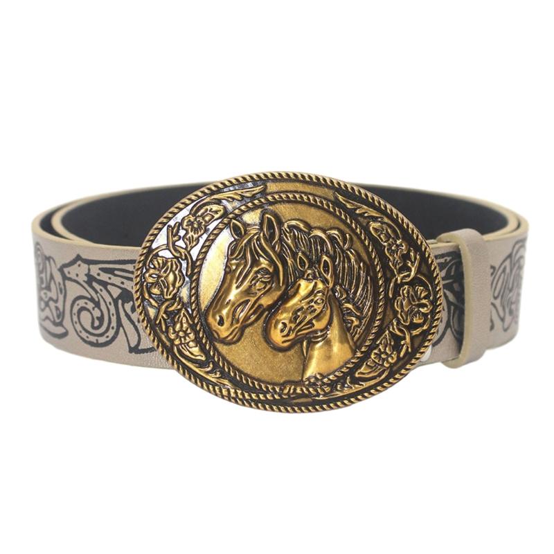 Мужской Повседневный Винтажный Антикварный Ремень из ПУ Кожи с Металлической Пряжкой Ремень Поясной