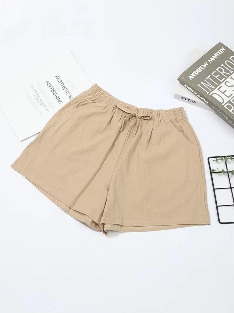 Women's Plus Size Cotton & Linen Casual Wide-Leg Shorts - Summer Home & Beach Hot Pants