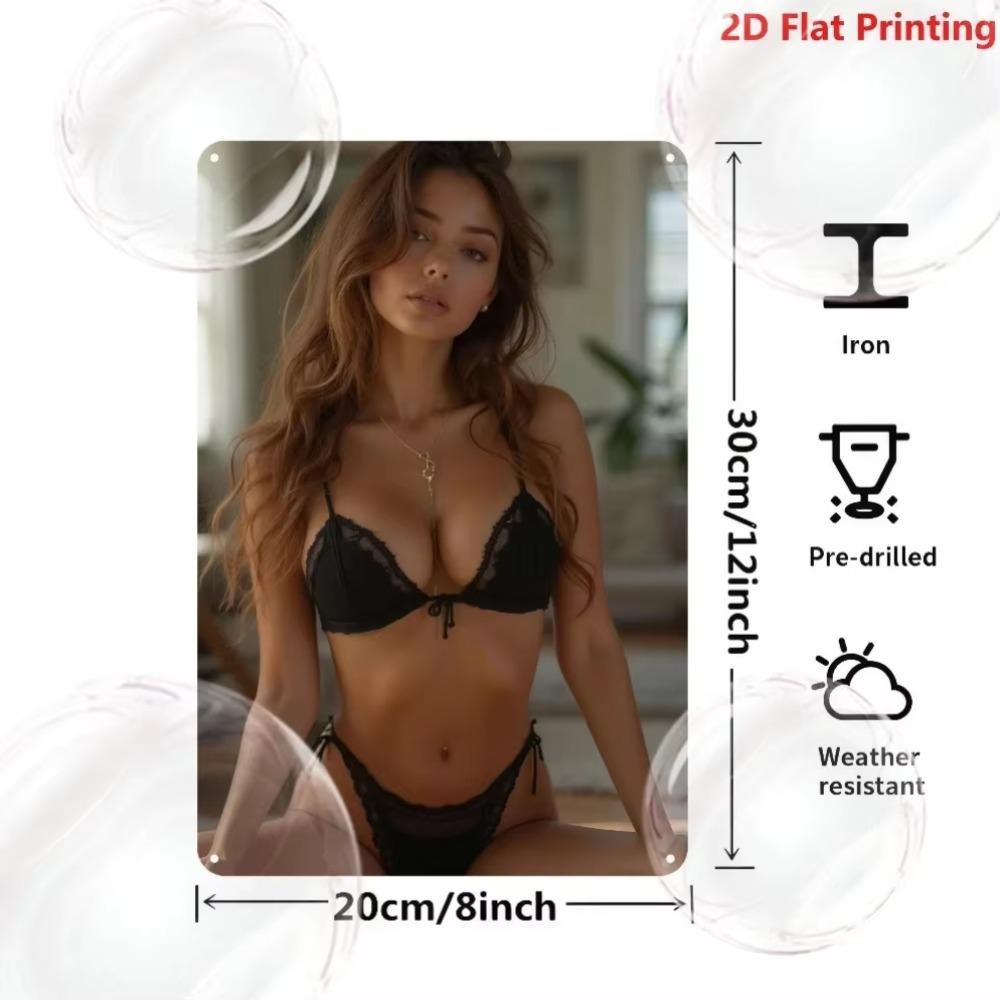 Vintage Metal Tin Sign Retro Sexy Lady Wall Art Iron Poster Man Cave Bar Decor