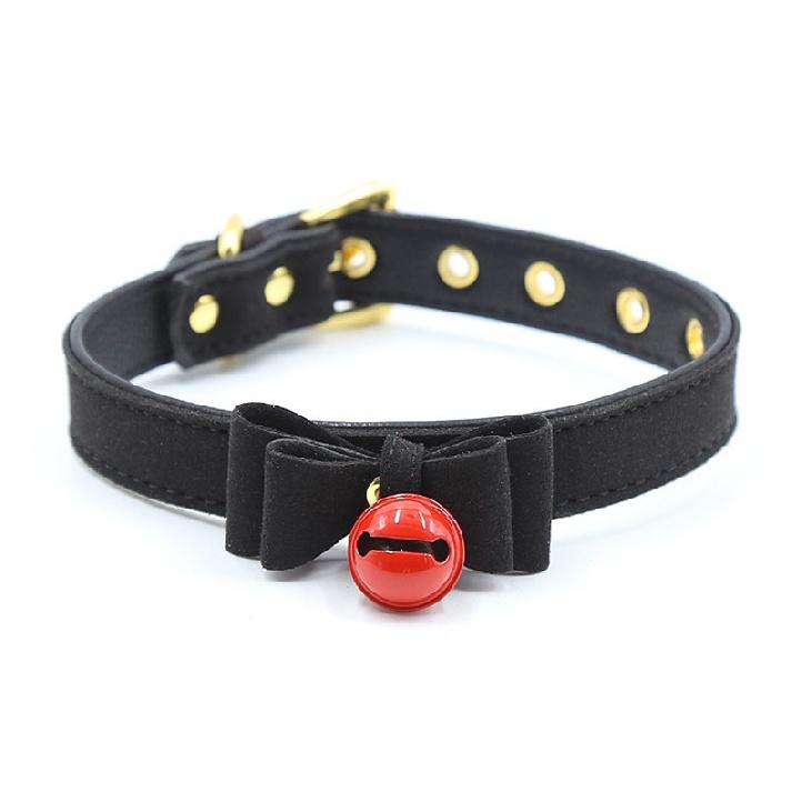 Bell Bow Tie PU Leather Necklace for Women Sex Slave Bdsm Bondage Collar Sexy Toys for Couples Sex