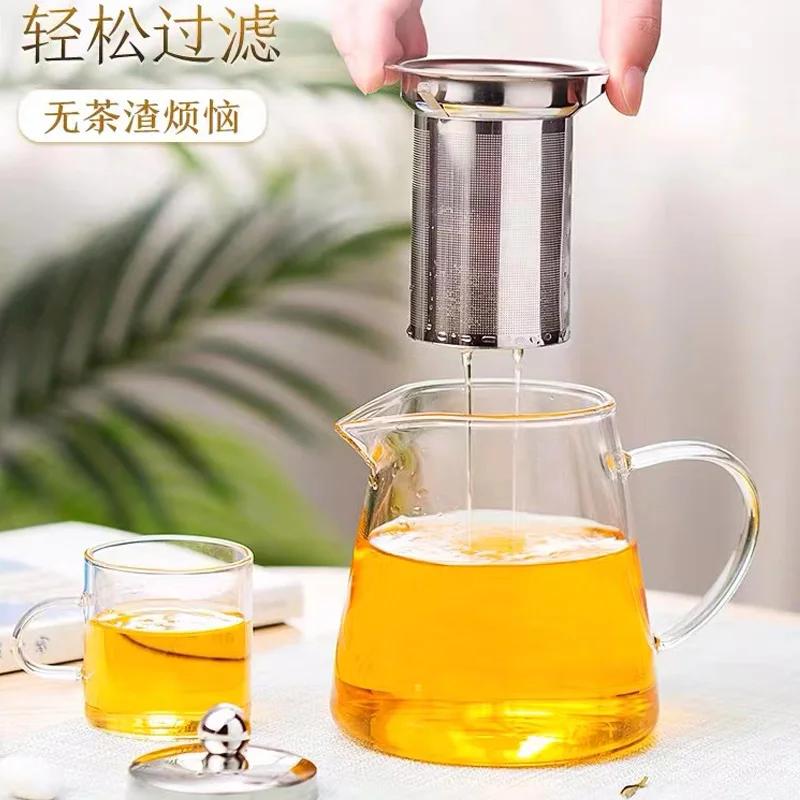 Heat Resistant Glass Teapot With Stainless Steel Tea Strainer Infuser Flower Kettle Kung Fu Teawear Set Puer Oolong Pot
