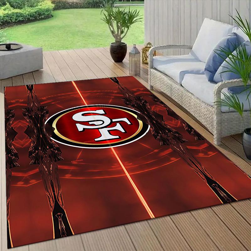 San Francisco 49ers Flanellmuster Quadratischer Teppich, Läufer, Teppich für Wohnzimmer Schlafzimmer Sofa Spielzimmer Dekor, Rutschfeste Fußmatte