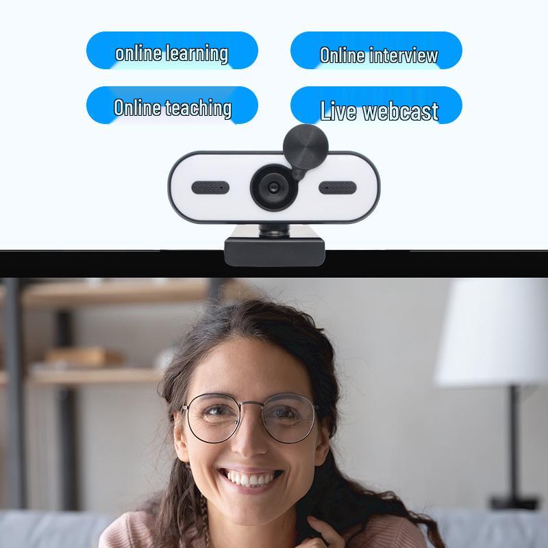 1080P/2K/4K USB Webcam with Microphone, Fill Light & Beauty Effects for Live Streaming and Video Conferencing