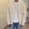 Autumn/Winter 2024 Men's Stylish Loose Knit Cardigan - Solid Color, Casual Trendy Style
