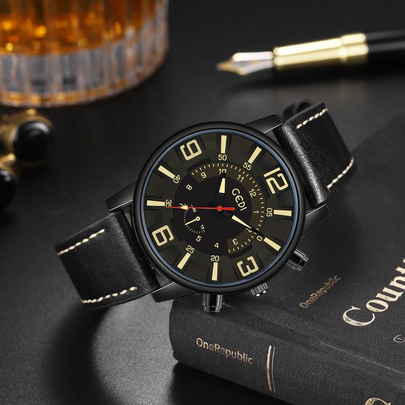 Premium Business Men'S Watch Luminous Large Dial Belt Watch Men'S Waterproof Quartz Watch