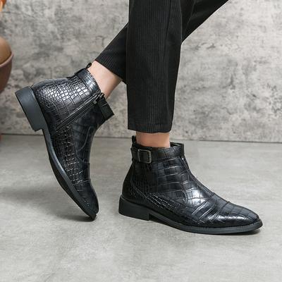 British Men's Shoe Trend Retro Brown Men's High Top Casual Shoes Pointed Office Business Formal Boots Versatile Big Size  38-48