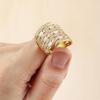 Nidin Luxury Zircon Open Multilayer Rings For Women Crystal Gold Plated Charm Adjustable Wedding Valentine's Day Jewelry Gift