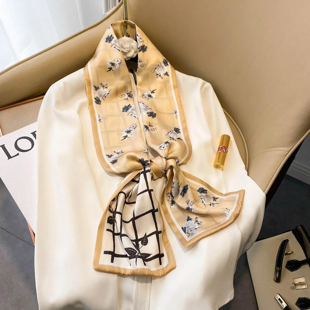 17*150cm Ribbon Silk Scarfs Female Luxury Design Hair Band Skinny Scarf Neck Ties Women Bag Scarves Neckerchief Foulard Lady