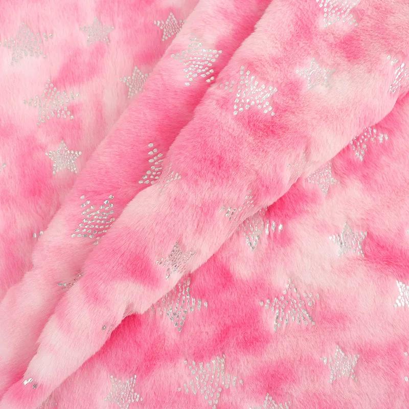 160x50cm Five Pointed Star Hot Silver Tie Dyed Rabbit Fabric For Winter Warm Pajamas Cushions Pet Products Pillow Fabric TJ21169