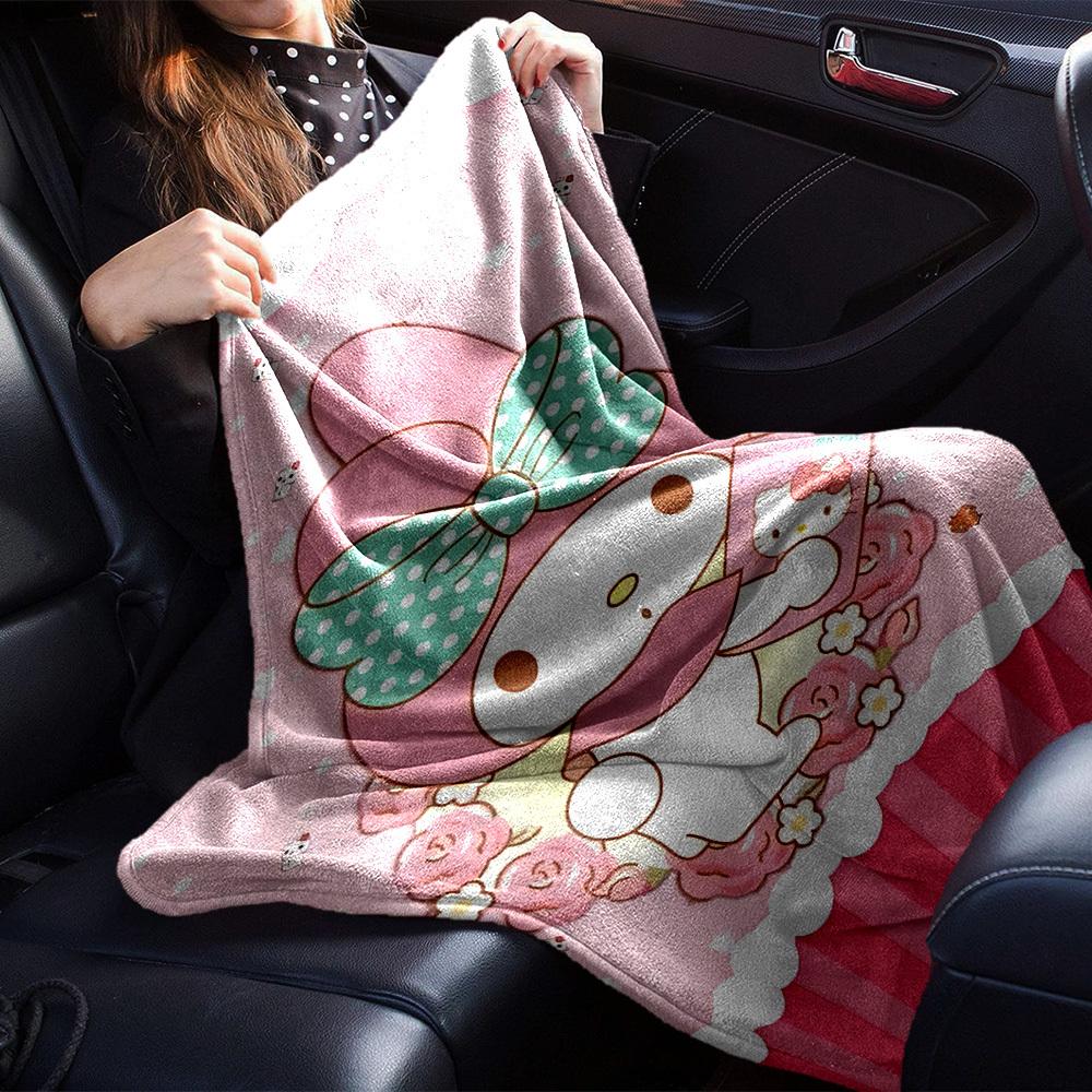 1pc My Melody Hello Kitty blanket Lightweight Flannel Throw for Sofa Bed Travel Camping Livingroom Office Couch Chair