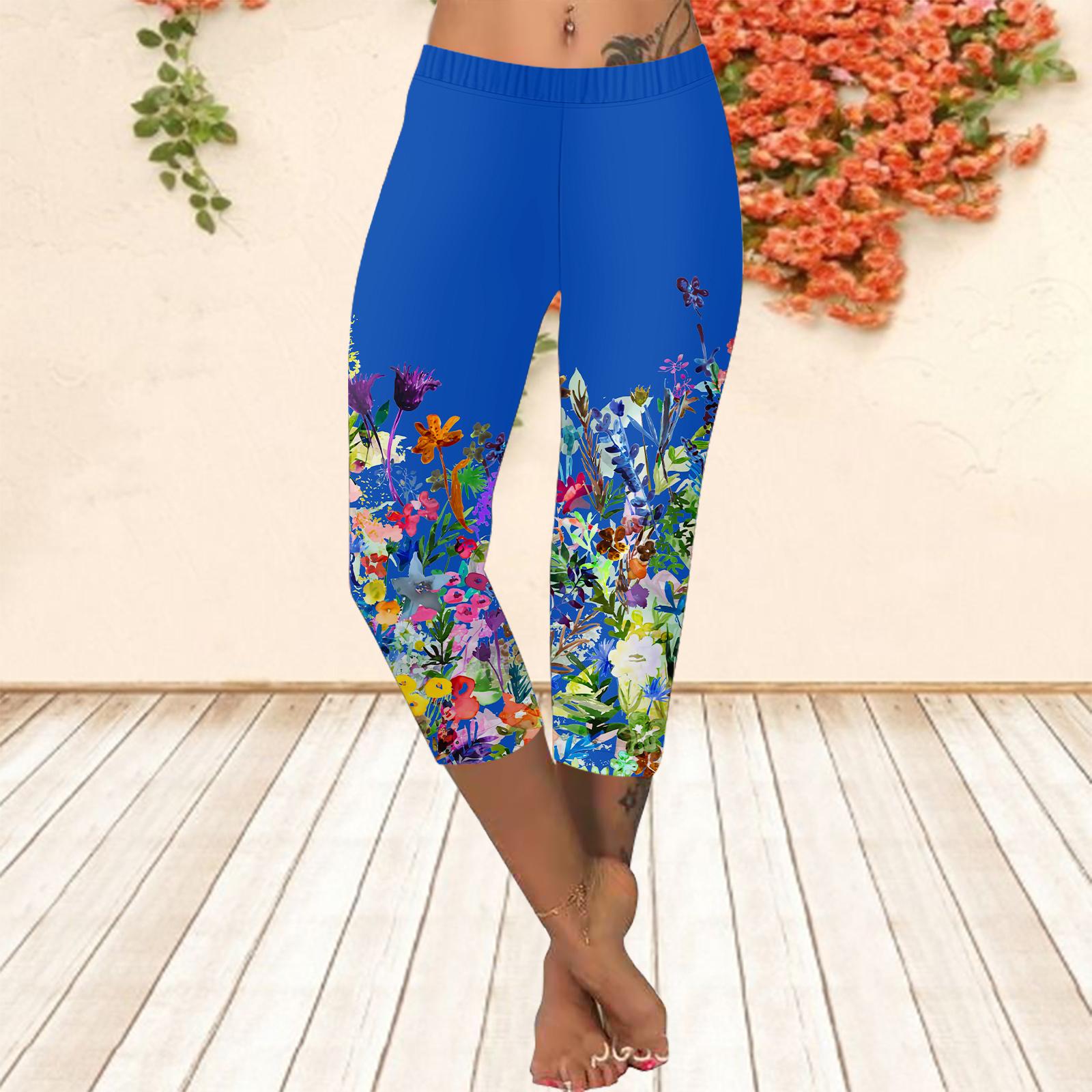 

Брюки, летние короткие леггинсы, укороченные узкие брюки, леггинсы больших размеров, женские тонкие брюки с 3D садовым принтом 8XL темно-синий