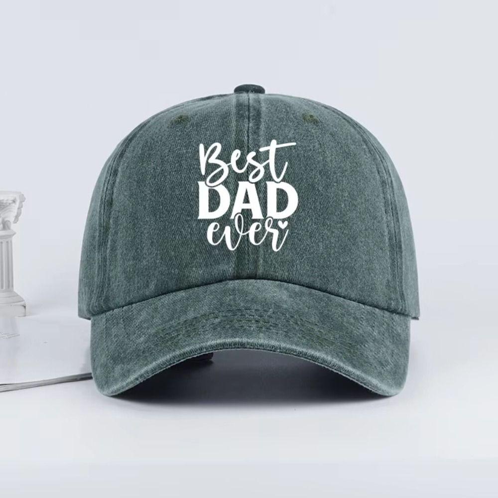 Casual Washed Cotton Best Dad Ever Hats Curved Brim Adjustable Letter Printed Baseball Caps Hip-hop Distressed Sun Hat Gift
