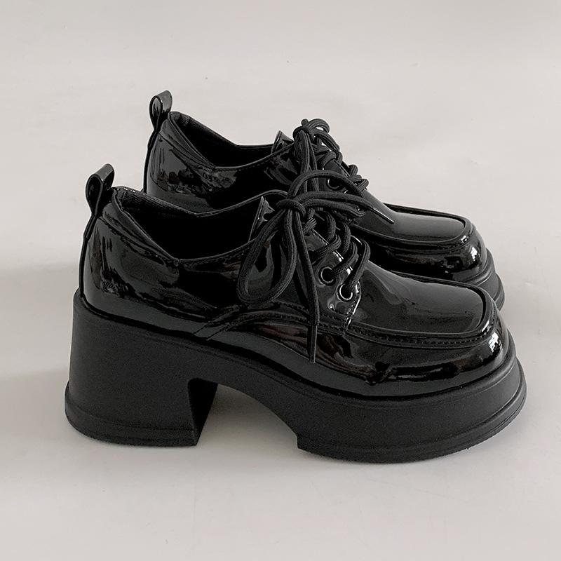 

Black retro platform small leather shoes women s new summer skirt Mary Jane single shoes retro style 35