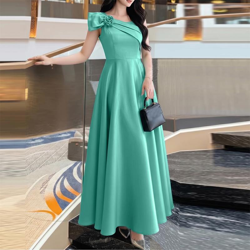 ZANZEA Women Elegant Casual Round Neck Sleeveless Satin Long Dress M