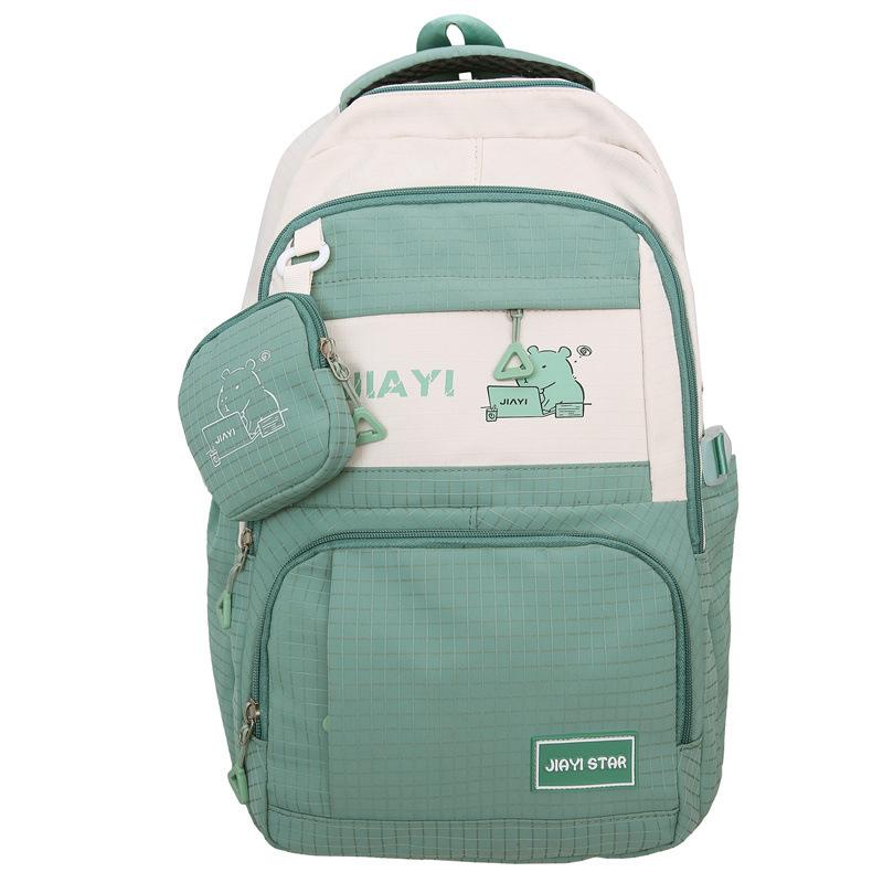 

Женский рюкзак с цветными блоками, мультяшный, большой емкости, дорожный рюкзак, легкий, школьный рюкзак для школьников зелёный