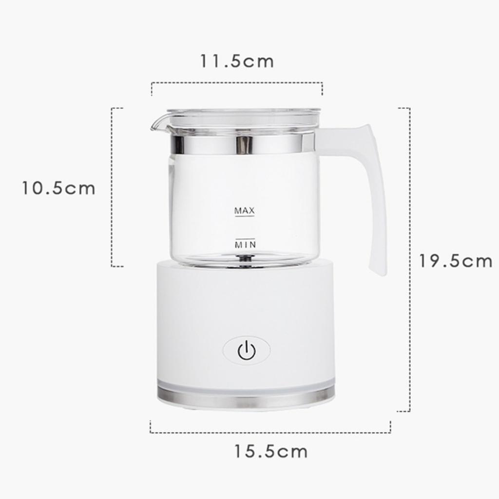 Household Small Milk Foam Machine, Separate Handheld Electric Milk Beater, Hot and Cold Stirring Milk Heater, Capacity: 450ml Abs + Glass YJKJ