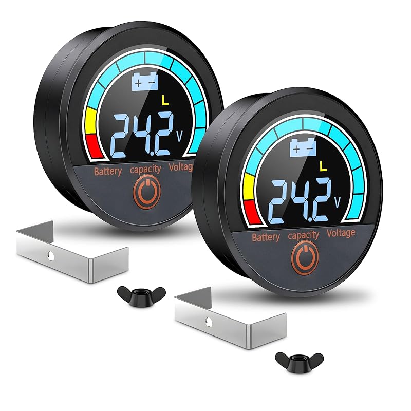 Battery Capacity Voltage Meter, 12V 24V 48V 60V 84V IP68 Waterproof LCD Battery Monitor Gauge Low-Voltage Alarm For Lithium, Lithium Iron, Lead Acid