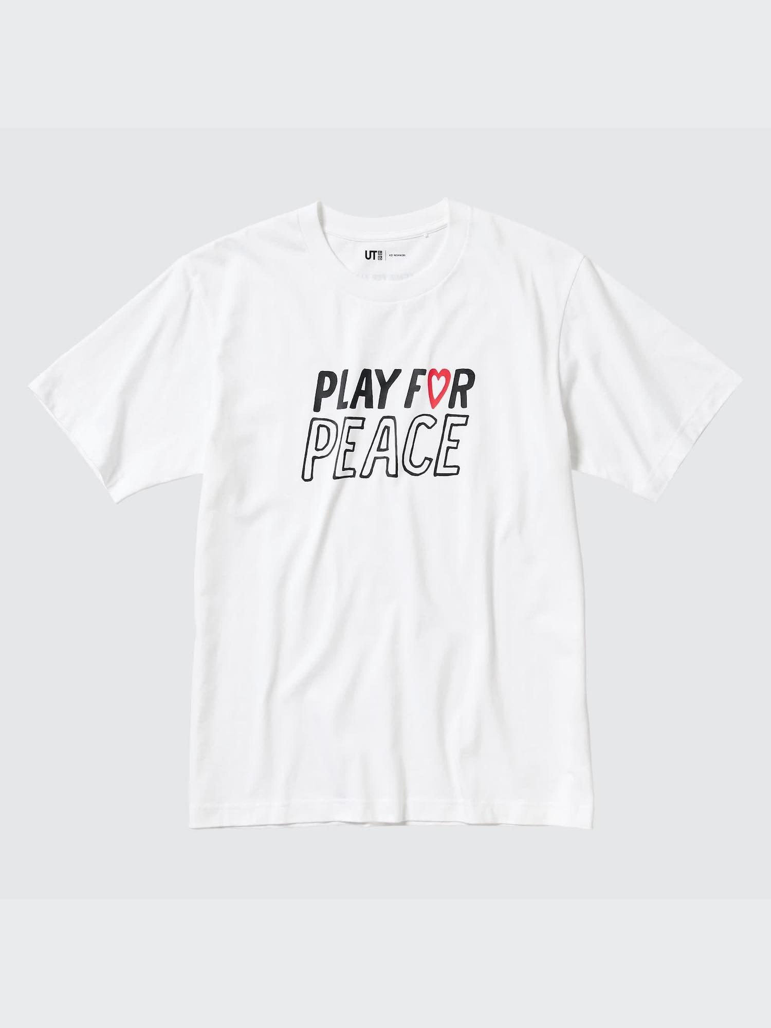 

Uniqlo Футболка с принтом «Peace For All» с коротким рукавом, стандартный крой, Кей Нисикори 00 WHITE/UNISEX XL