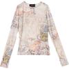 Semi-Transparent Letter Print Slim Fit Long Sleeve T-Shirt Women Tops HQ9175-133