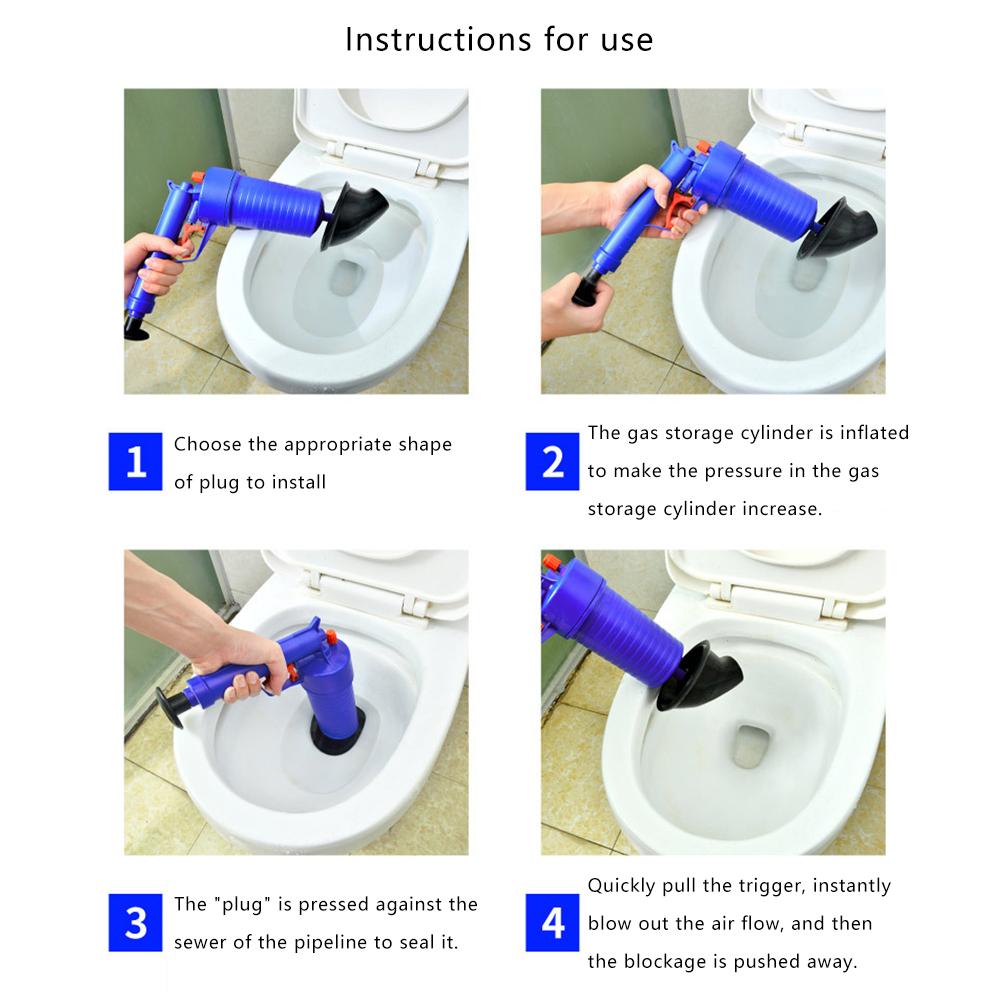 Air Power Sewer Dredge Tool with 4 Sized Suckers Pipe Dredge Tool Drain Cleaner Pump for Kitchen Bathroom Dredge Pipe
