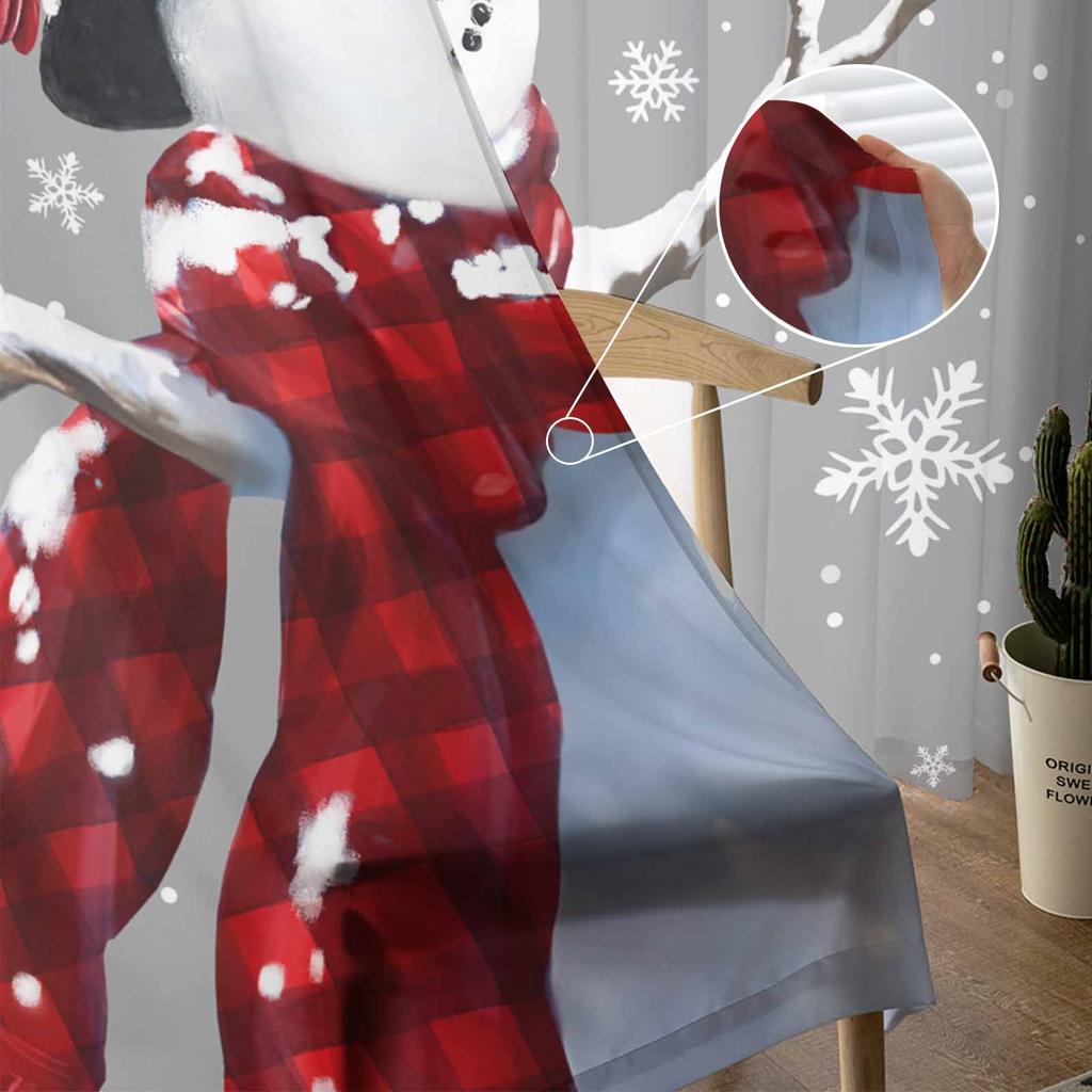 Christmas Winter Snowman Curtains For Living Room Bedroom Home Decoration Window Voile Tulle Curtain Drapes