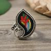 Anello vintage con ricamo in stile nazionale con motivo a farfalla e fiore per accessorio da donna anello