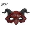 Half Face Devil Mask Demon Horn Mask, Halloween Head Cosplay Prop, Masquerade Distressed Party Horror Costume Accessory, Carnival Trick or Treat Gift
