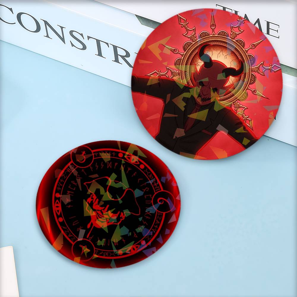 Horror Game Dark Deception Round Badge for Backpack Accessories Laser Lapel Pins Jewelry Gifts