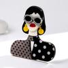 New Fashion Lady Acrylic Brooches for Women Grace Sunglasses Female Figure Badge Pins Office Jewelry Clothes Accessories Gift