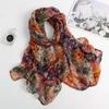 180cm Long Floral Cotton and Linen Scarf for Women, Thin and Soft, Versatile Silk Scarf for All Seasons