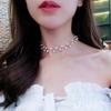 2024 New Arrivals Hot Fashion Black Crystal Necklace Kolye Collier Simple Cross Strand Beaded Chokers Necklaces Women Jewelry