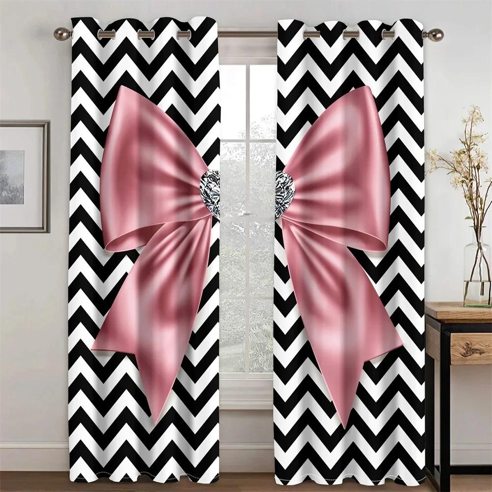 

Living Room Space BedchamberHouseholdDecoration for Animated Cute Baby Bowknot Kids Girl Grommet Best 2 Panels Semi - blackout Window Drapery ideal 140W160H(CM)55x63in&Grommet Top