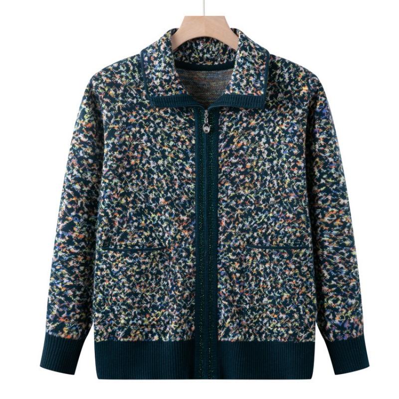 New mother's high-end knitted sweater jacket women's fashion women's sweater grandma cardigan
