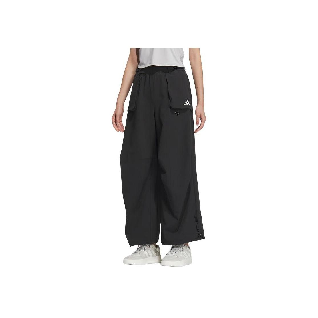 

Adidas Sportswear W PARA WV PANT Adjustable Wide Leg Pants Women Black White JZ2171 L