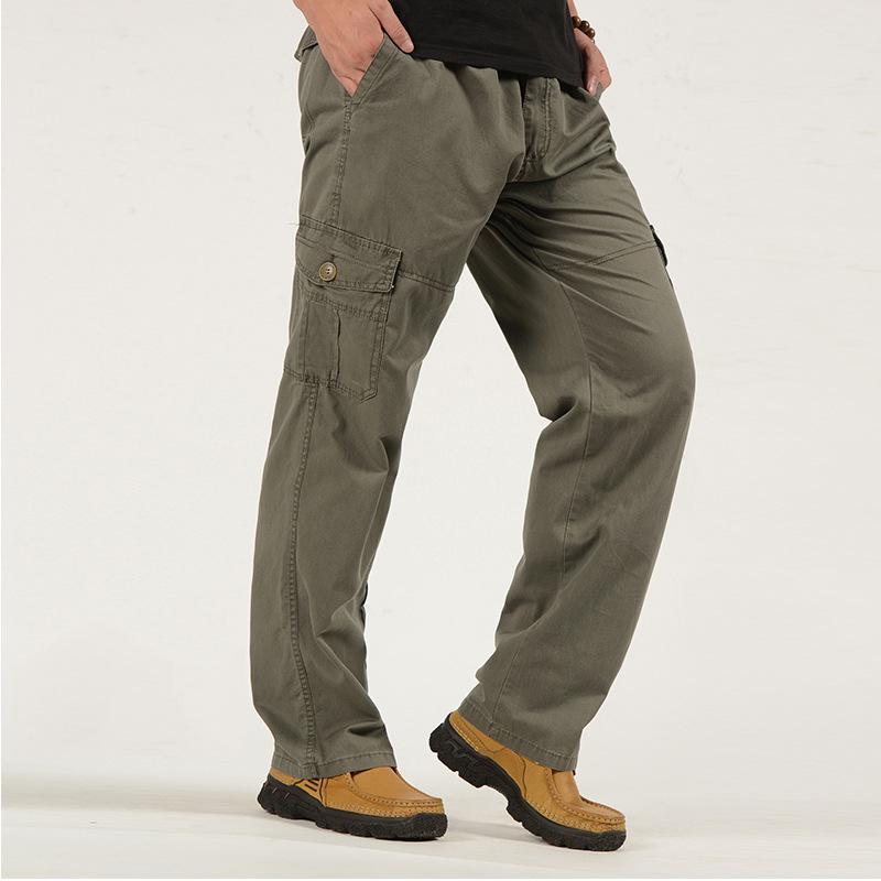 

Men s Spring and Autumn Large-size Pants Outdoor American Loose Straight Cotton Casual Trousers Elastic Waist Work Pants 6XL